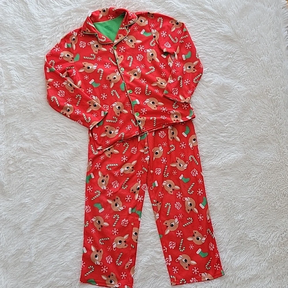 Mixed Brand Bundle Girls Winter Christmas Pajamas Rudolph, Grinch Size 10/12